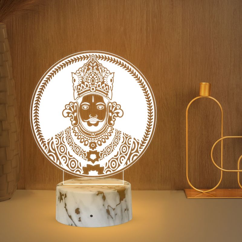 3D Illusion Khatu Shyam Ji Led Night Lamp with Warm White Color Home & Temple Decor Light